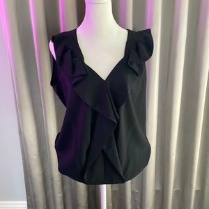 Diane Von Furstenberg black silk ruffle top size 6
